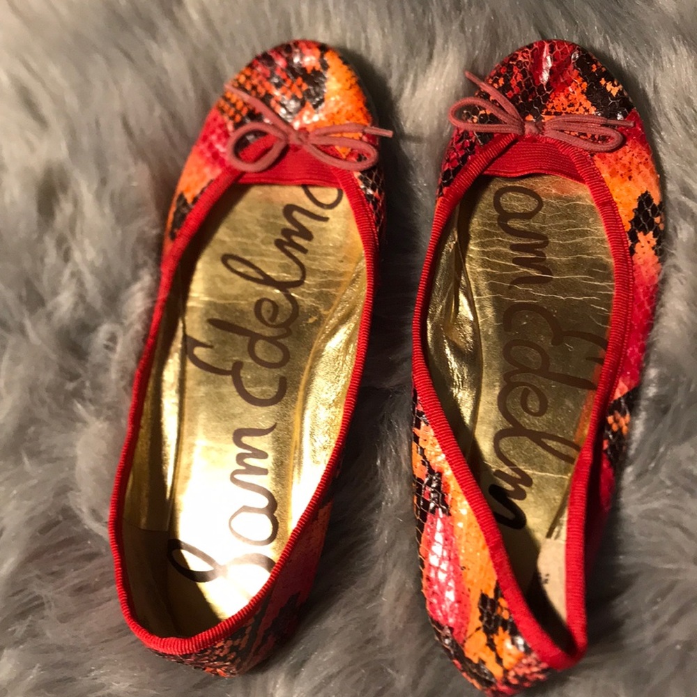 Sam Edelman red/orange snake flats size 6 - Picture 4 of 4